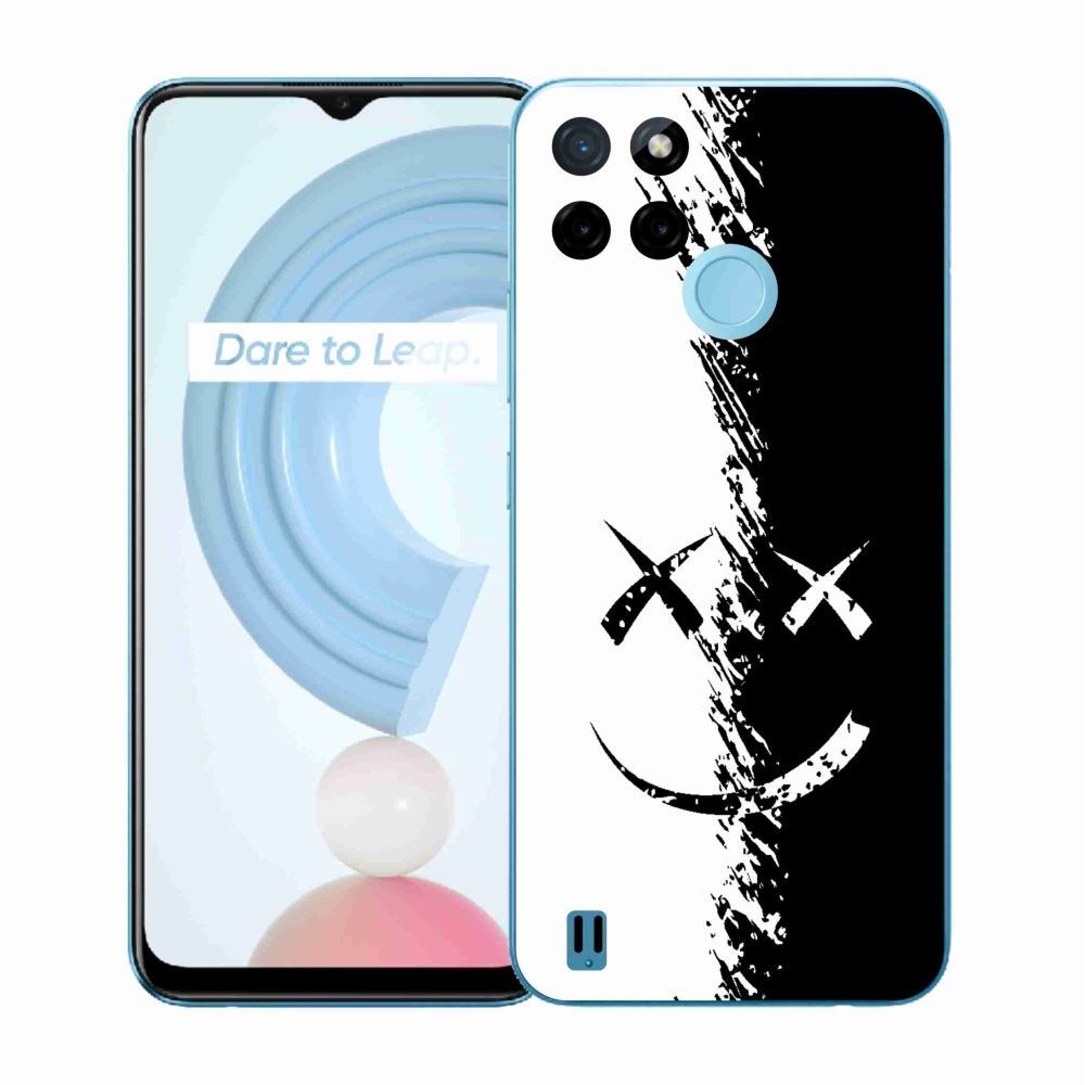 Gelový kryt mmCase na Realme C21Y/C25Y - černobílý smajlík