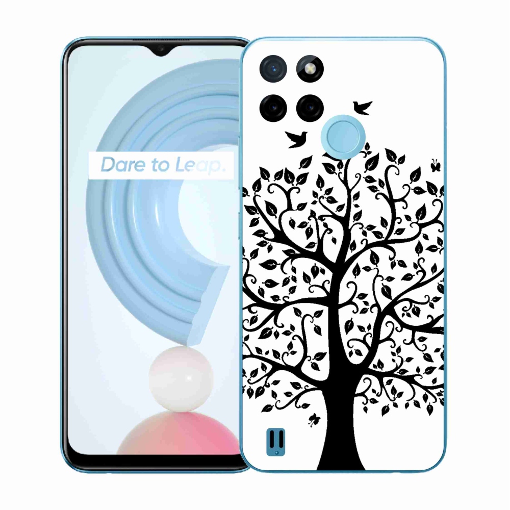 Gelový kryt mmCase na Realme C21Y/C25Y - černobílý strom