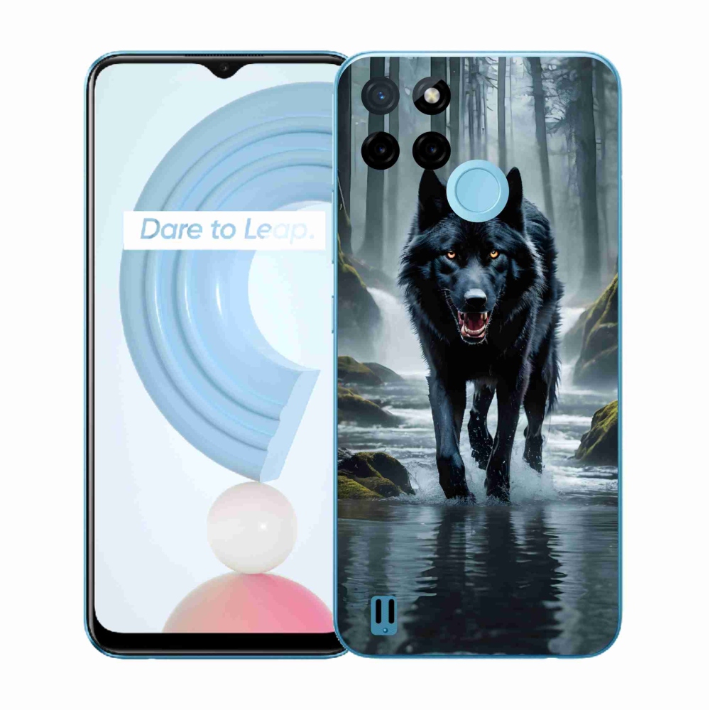 Gelový kryt mmCase na Realme C21Y/C25Y - černý vlk