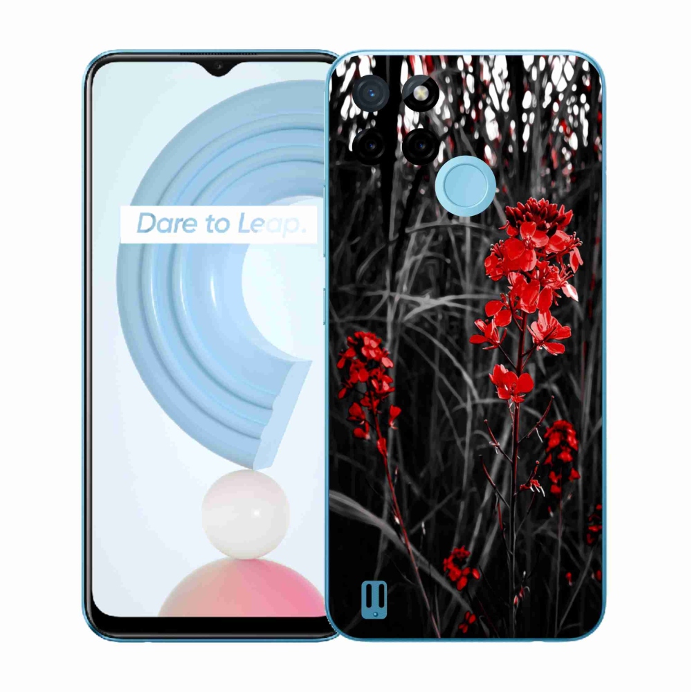 Gelový kryt mmCase na Realme C21Y/C25Y - červená rostlina
