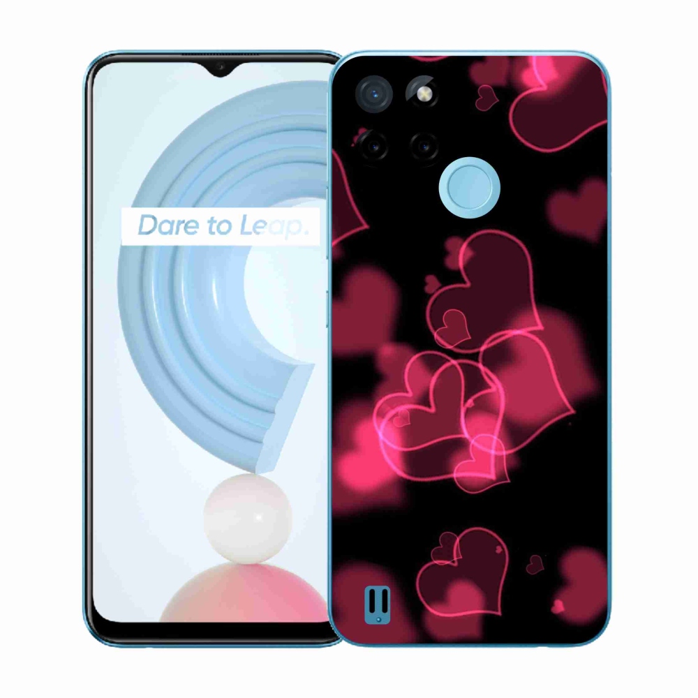 Gelový kryt mmCase na Realme C21Y/C25Y - červená srdíčka