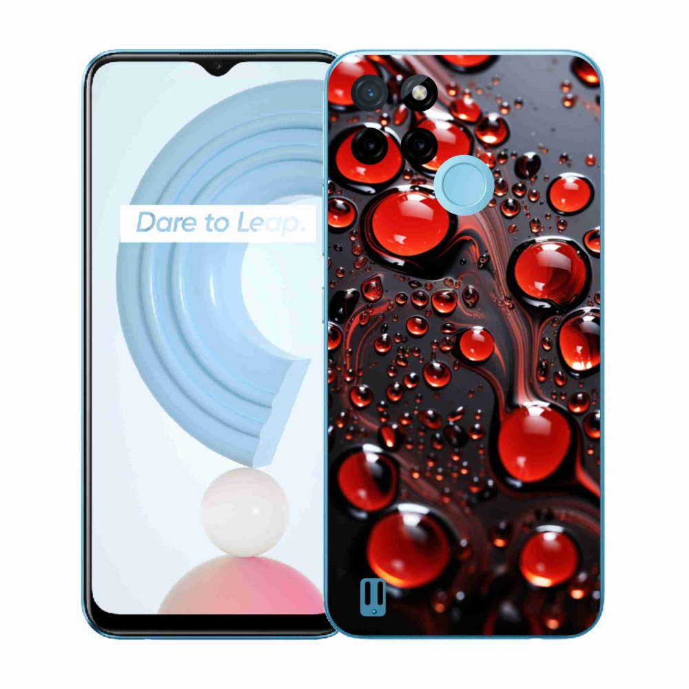 Gelový kryt mmCase na Realme C21Y/C25Y - červené kapky 2