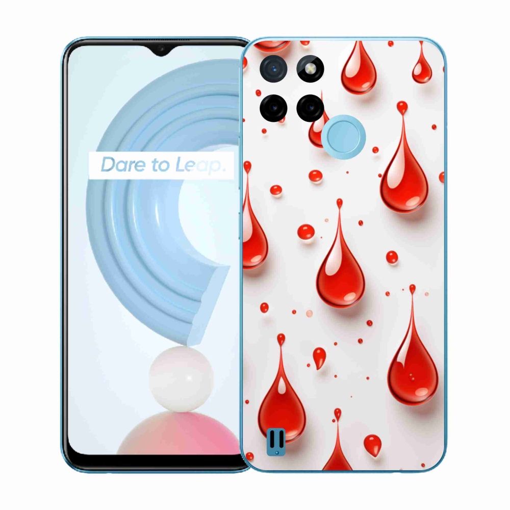 Gelový kryt mmCase na Realme C21Y/C25Y - červené kapky