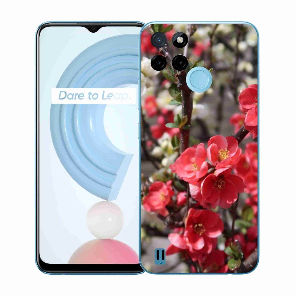 Gelový kryt mmCase na Realme C21Y/C25Y - červené květy