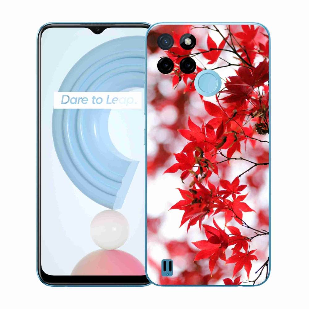 Gelový kryt mmCase na Realme C21Y/C25Y - červené listy