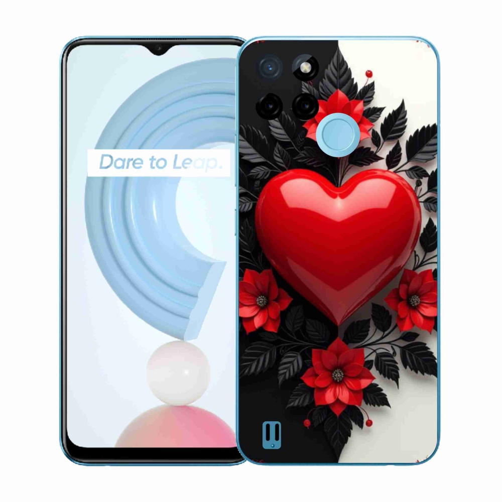 Gelový kryt mmCase na Realme C21Y/C25Y - červené srdce