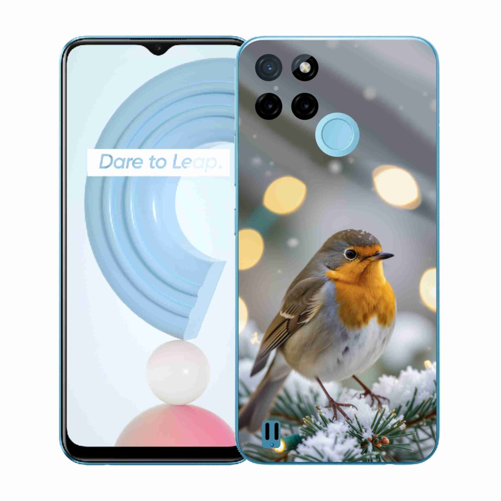 Gelový kryt mmCase na Realme C21Y/C25Y - červenka v zimě
