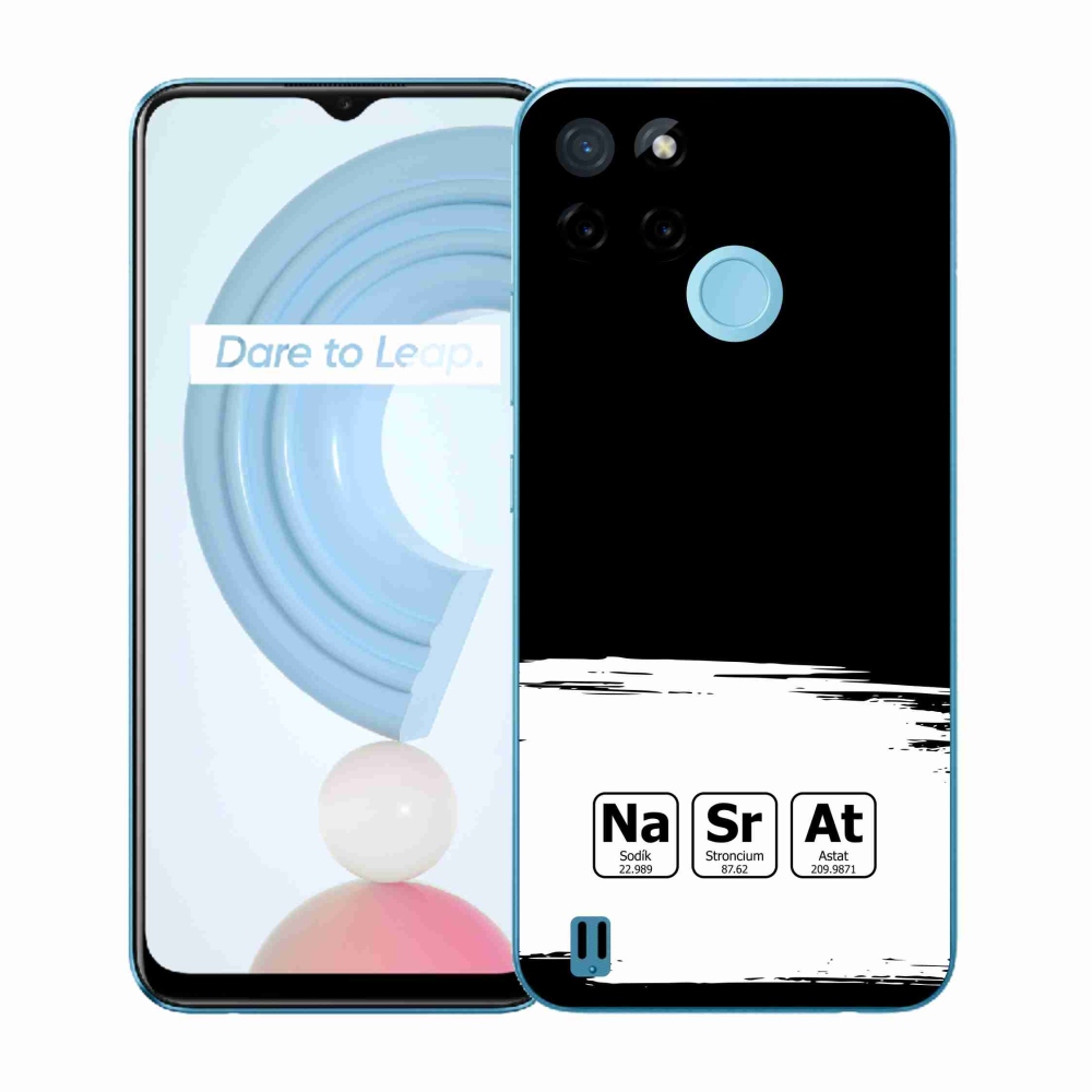 Gelový kryt mmCase na Realme C21Y/C25Y - chemické prvky bíločerné pozadí
