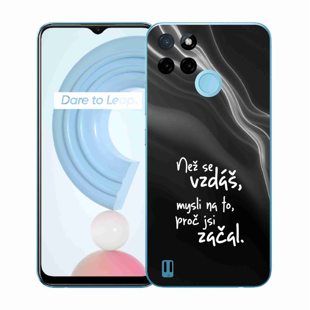 Gelový kryt mmCase na Realme C21Y/C25Y - citát 2 černé pozadí