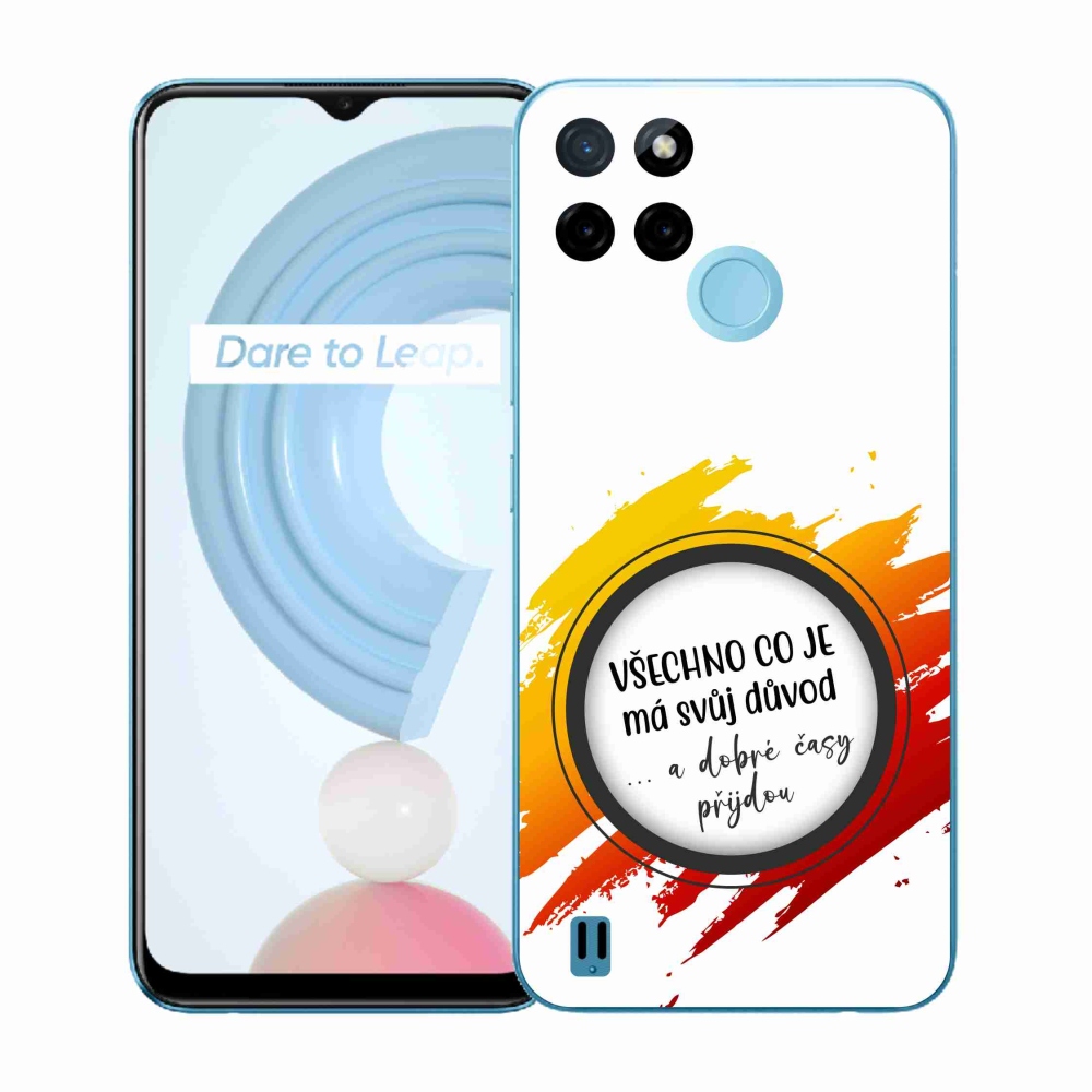 Gelový kryt mmCase na Realme C21Y/C25Y - citát 3 bílé pozadí