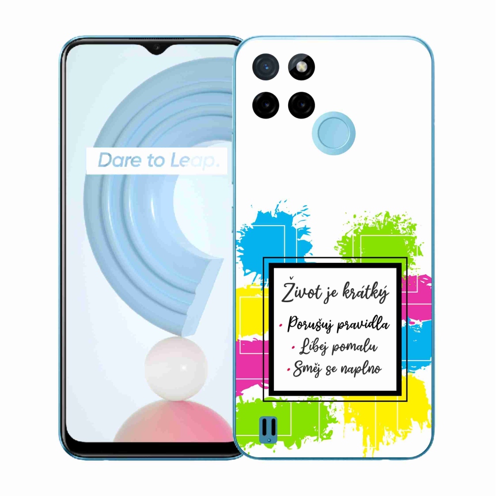 Gelový kryt mmCase na Realme C21Y/C25Y - citát 5 bílé pozadí