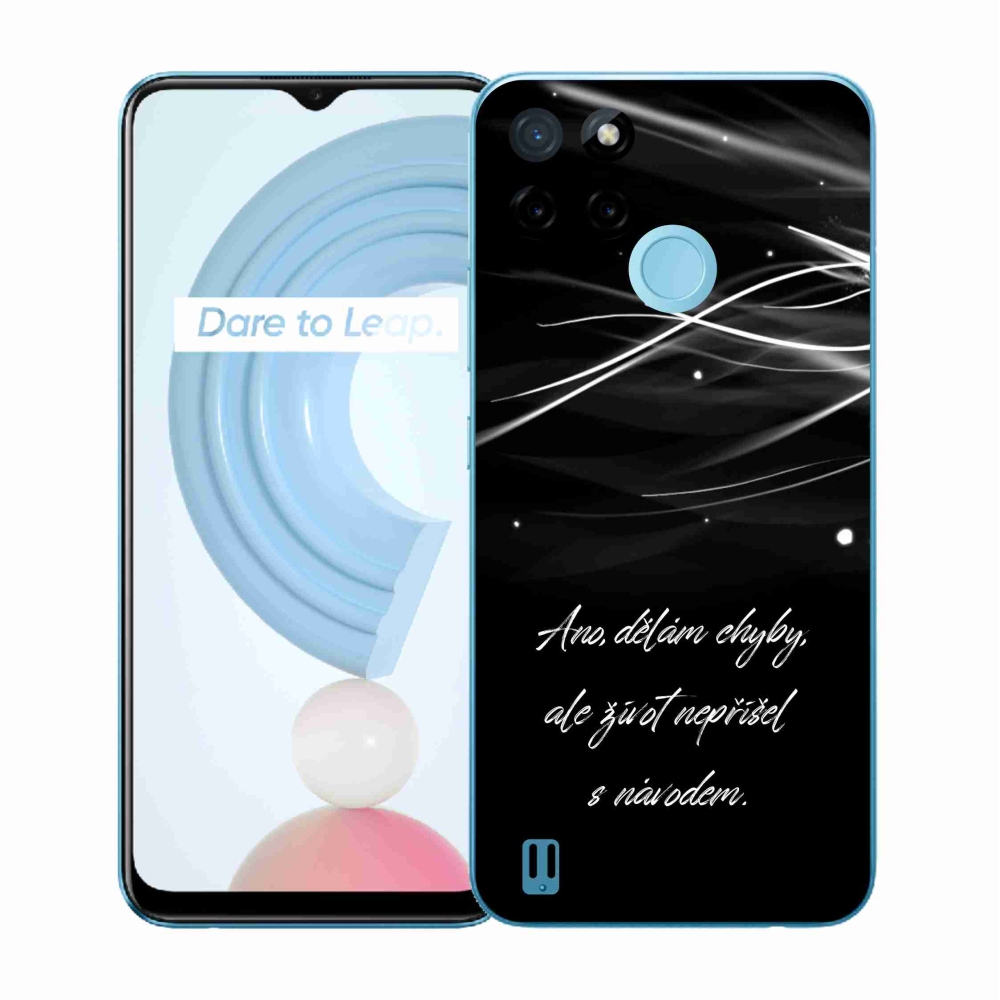 Gelový kryt mmCase na Realme C21Y/C25Y - citát černé pozadí