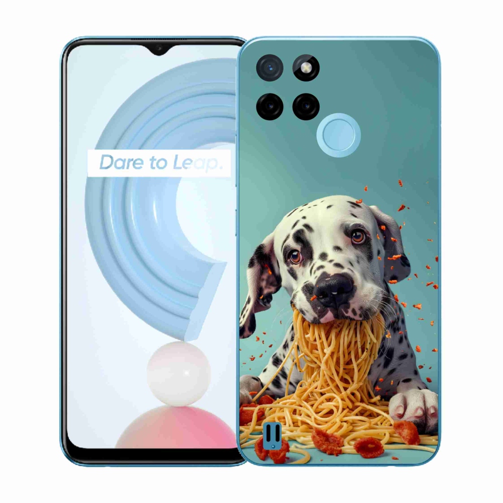Gelový kryt mmCase na Realme C21Y/C25Y - dalmatin a špagety