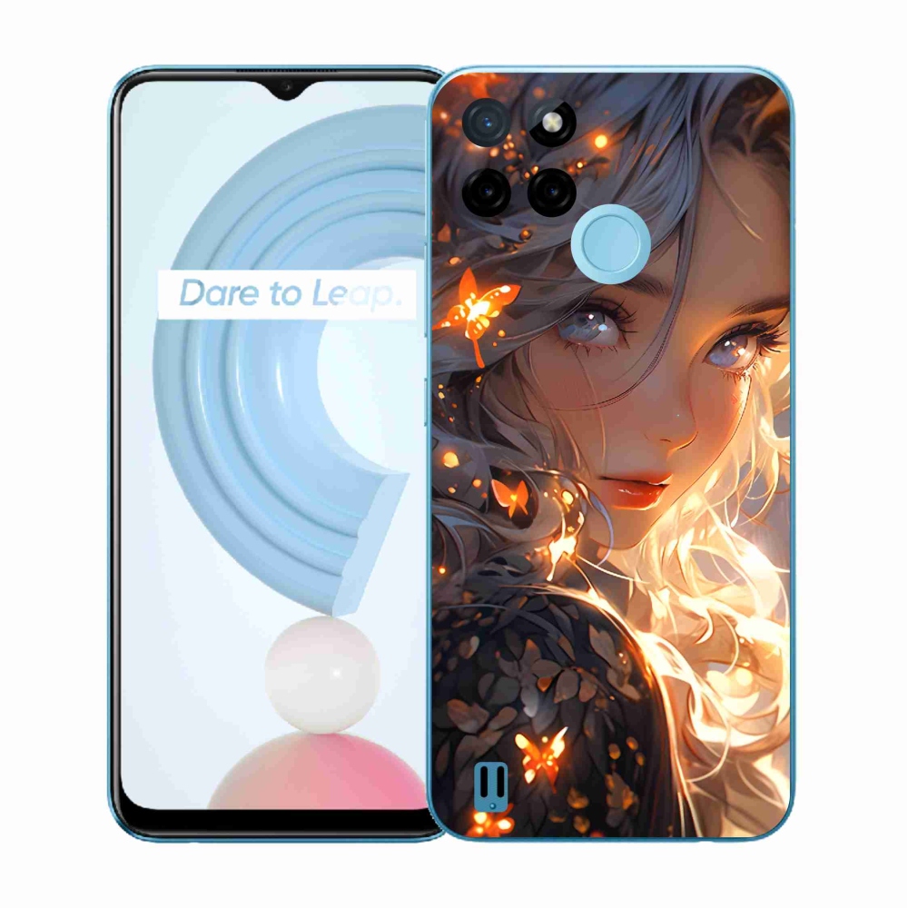 Gelový kryt mmCase na Realme C21Y/C25Y - dívka a motýli