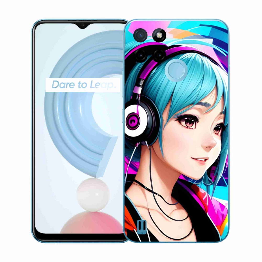 Gelový kryt mmCase na Realme C21Y/C25Y - dívka se sluchátky