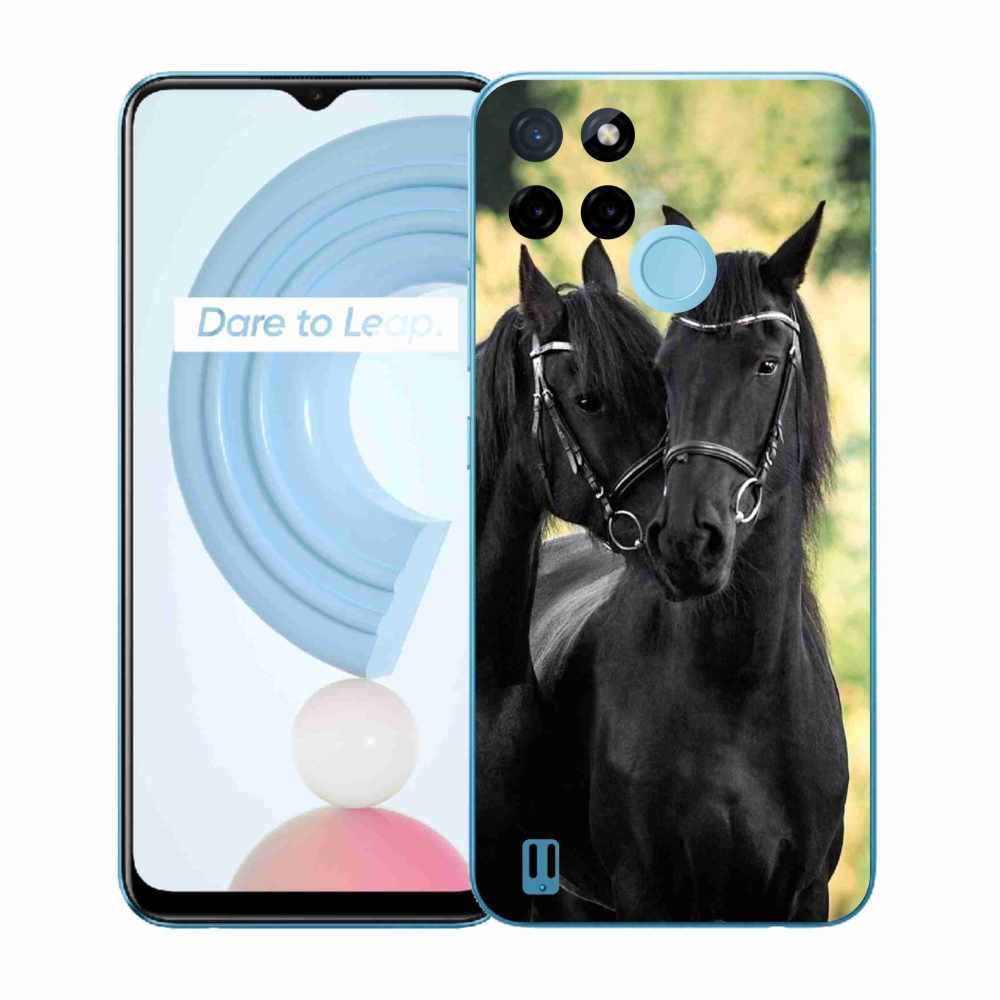 Gelový kryt mmCase na Realme C21Y/C25Y - dva černí koně