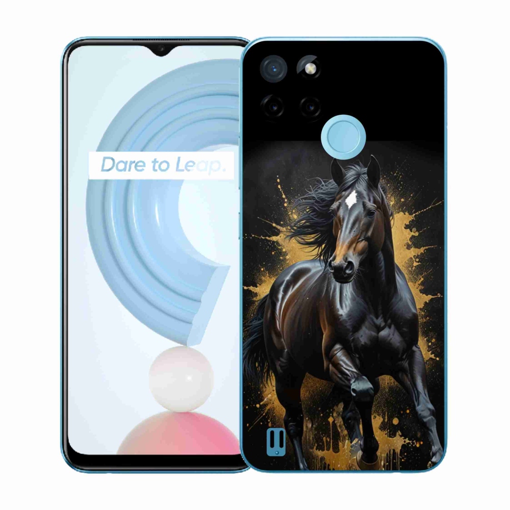 Gelový kryt mmCase na Realme C21Y/C25Y - elegantní černý hřebec