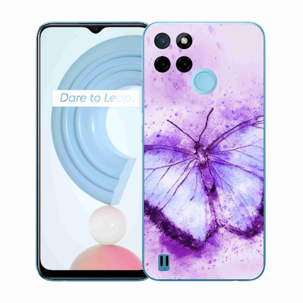 Gelový kryt mmCase na Realme C21Y/C25Y - fialový motýl
