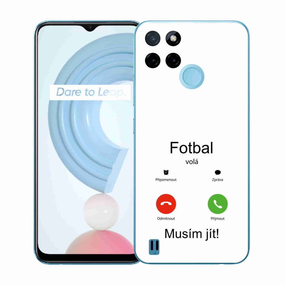 Gelový kryt mmCase na Realme C21Y/C25Y - fotbal volá bílé pozadí