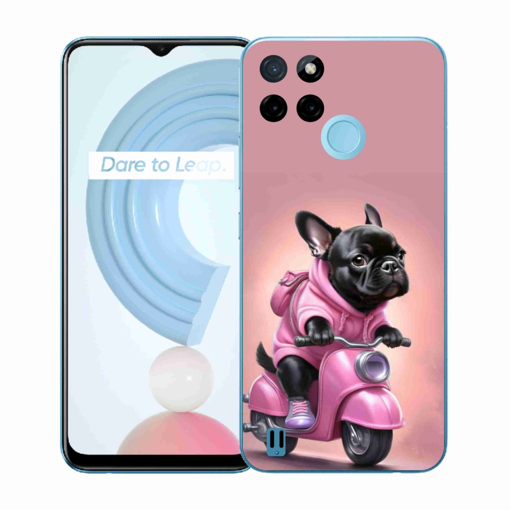 Gelový kryt mmCase na Realme C21Y/C25Y - francouzský buldoček na skútru
