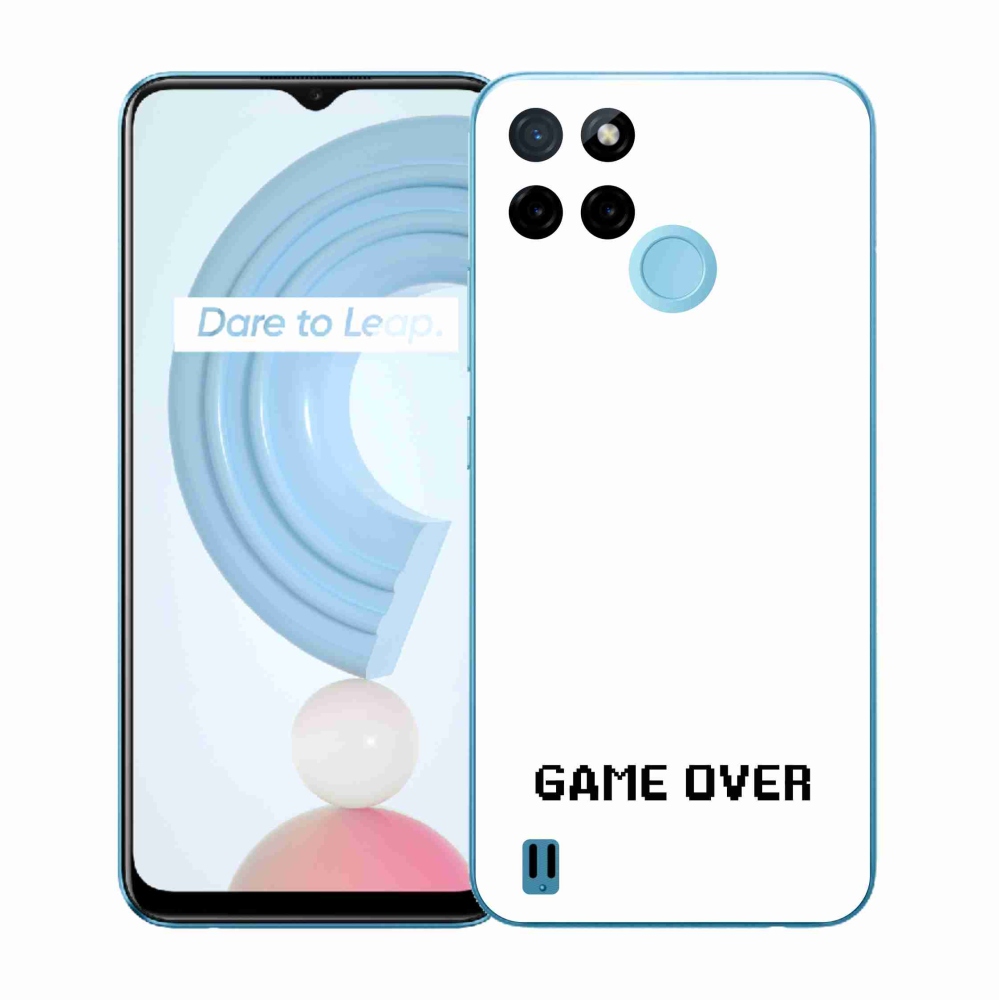 Gelový kryt mmCase na Realme C21Y/C25Y - game over bílé pozadí