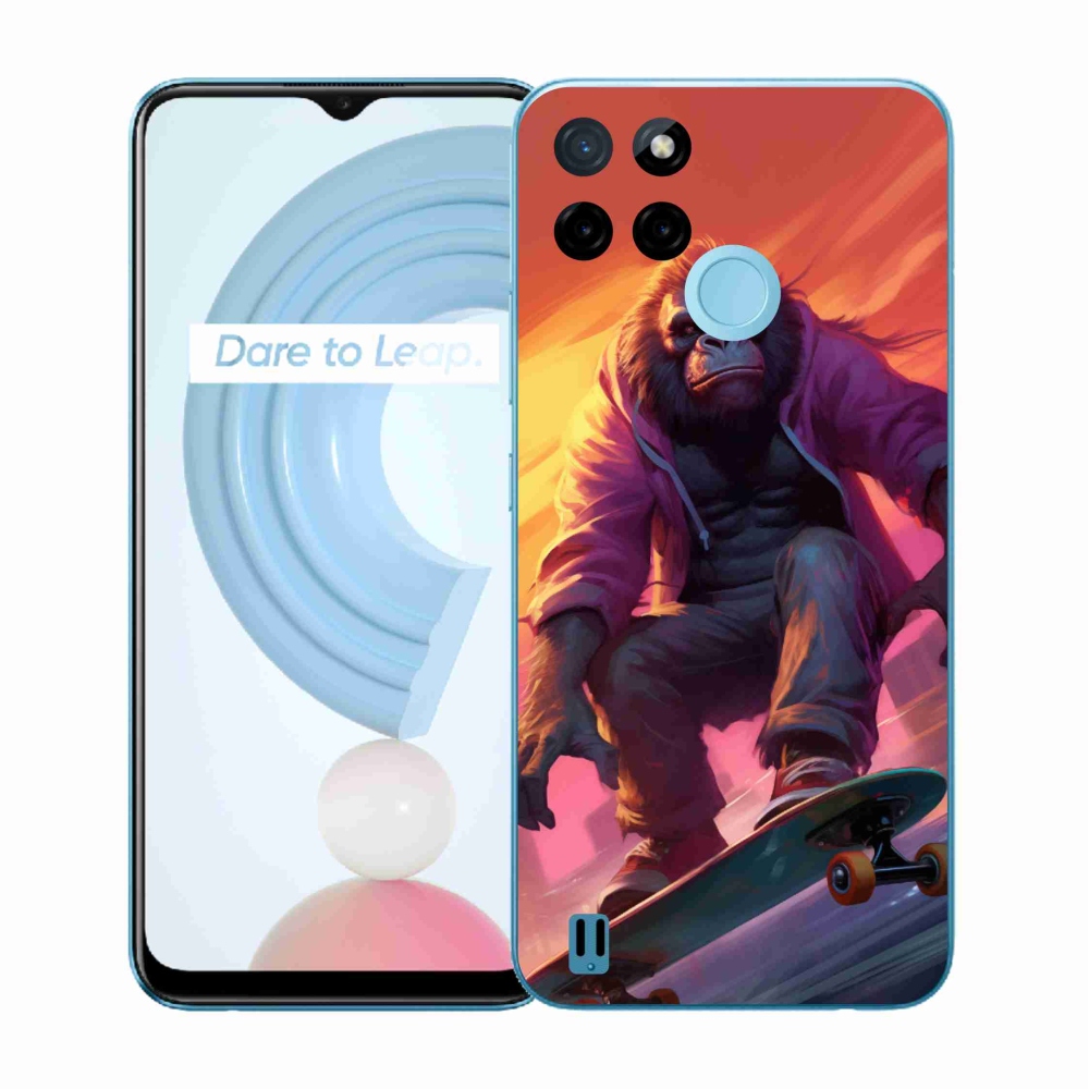 Gelový kryt mmCase na Realme C21Y/C25Y - gorila na skateboardu