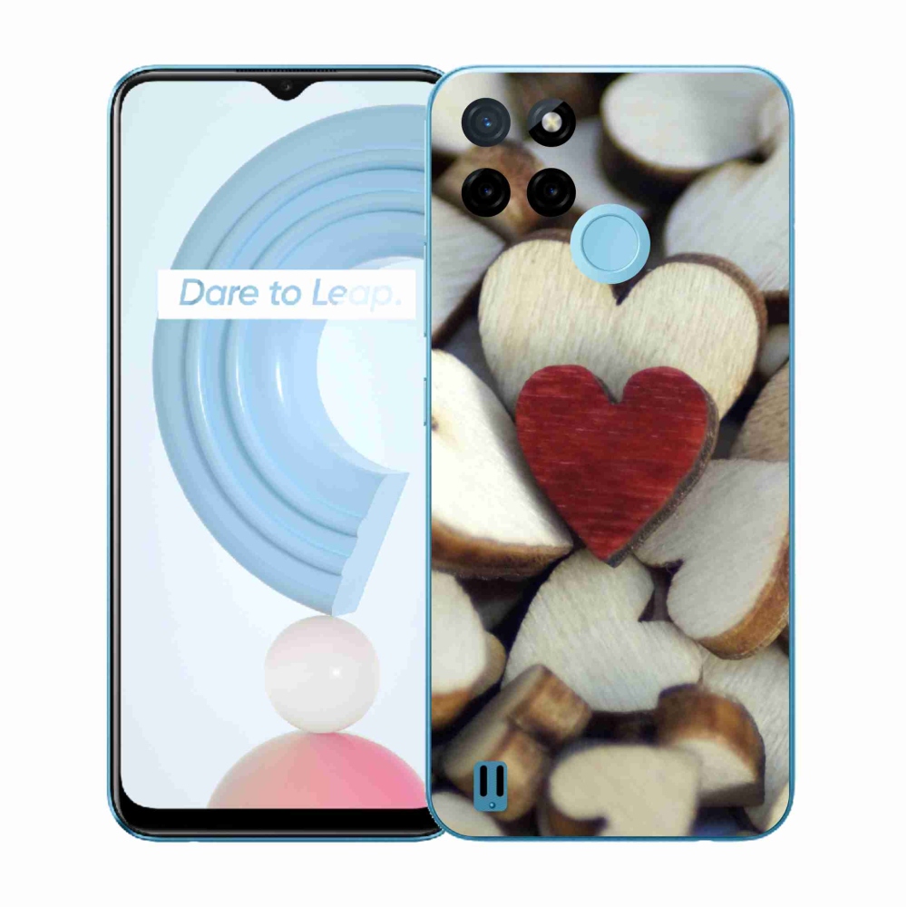 Gelový kryt mmCase na Realme C21Y/C25Y - gravírované červené srdce 