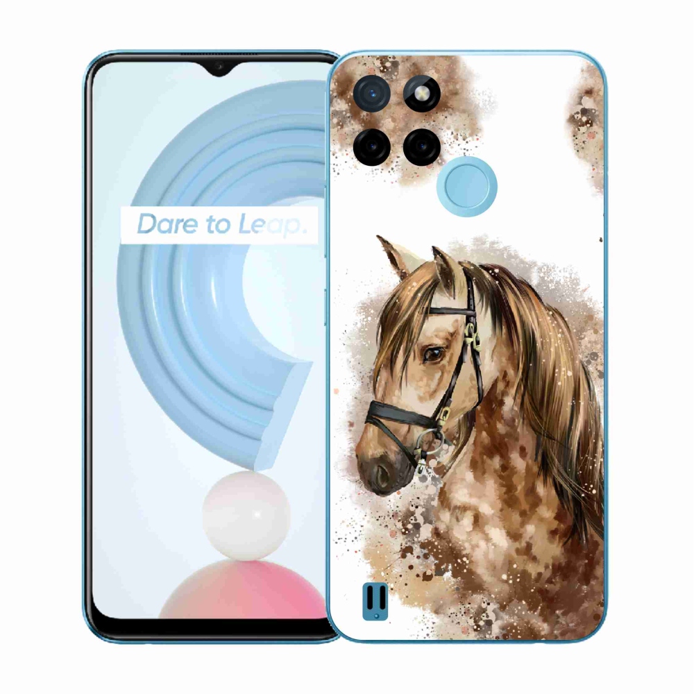 Gelový kryt mmCase na Realme C21Y/C25Y - hnědý kreslený kůň