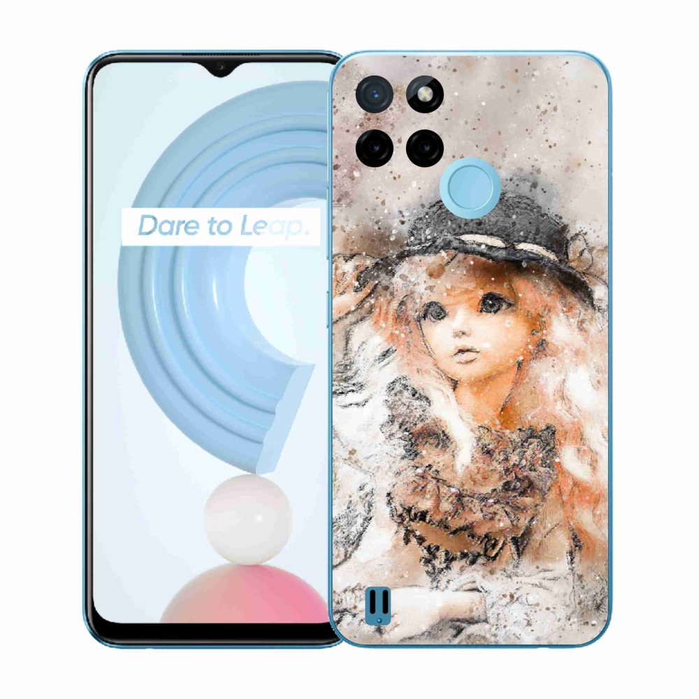 Gelový kryt mmCase na Realme C21Y/C25Y - holčička s kloboukem