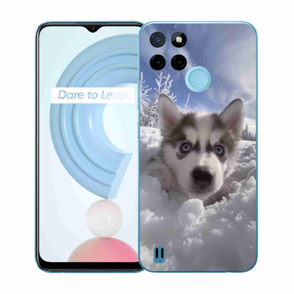 Gelový kryt mmCase na Realme C21Y/C25Y - husky ve sněhu