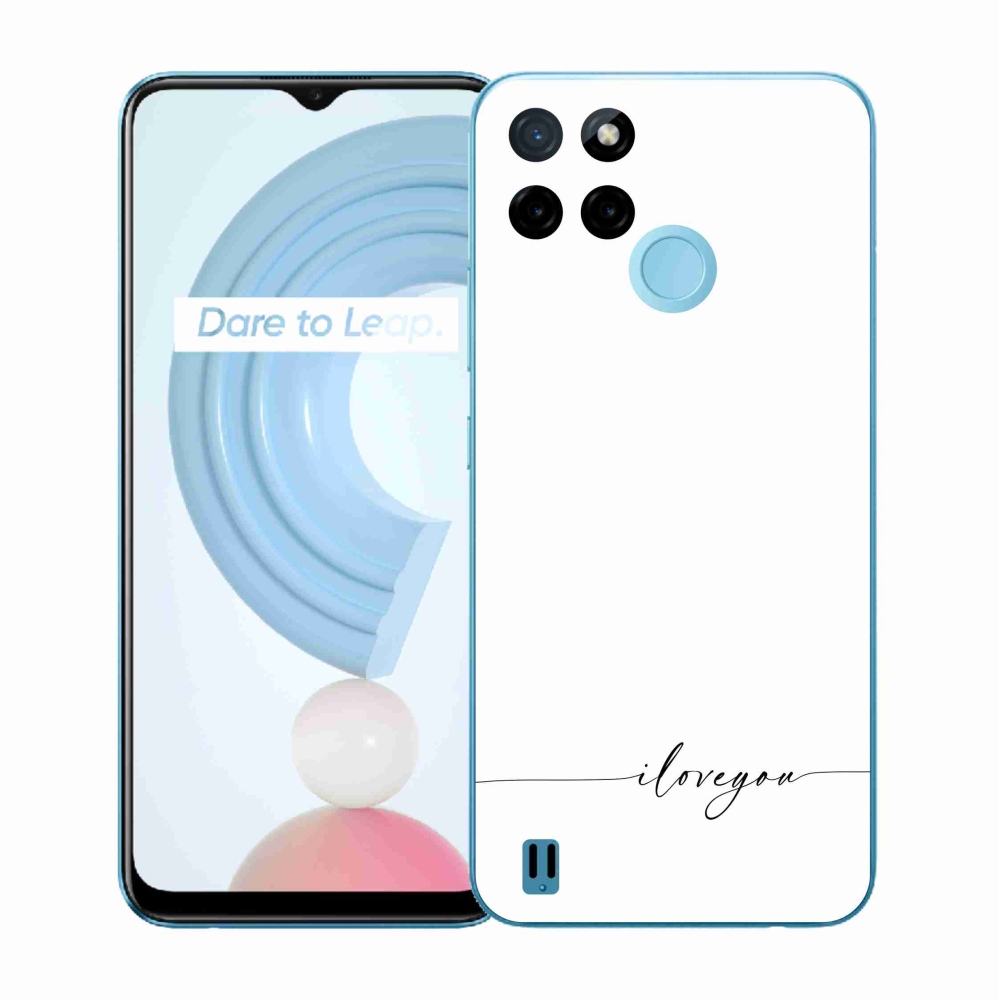 Gelový kryt mmCase na Realme C21Y/C25Y - I love you bílé pozadí