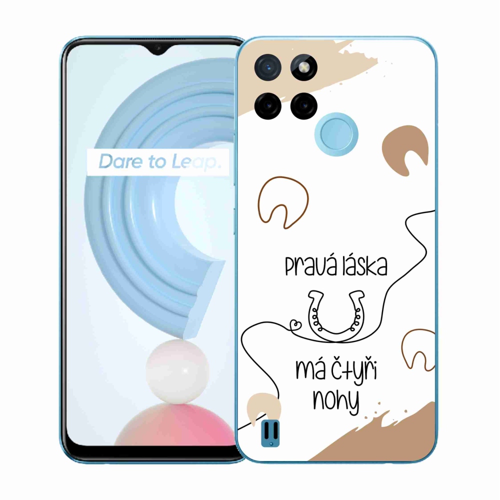 Gelový kryt mmCase na Realme C21Y/C25Y - koňský motiv bílé pozadí