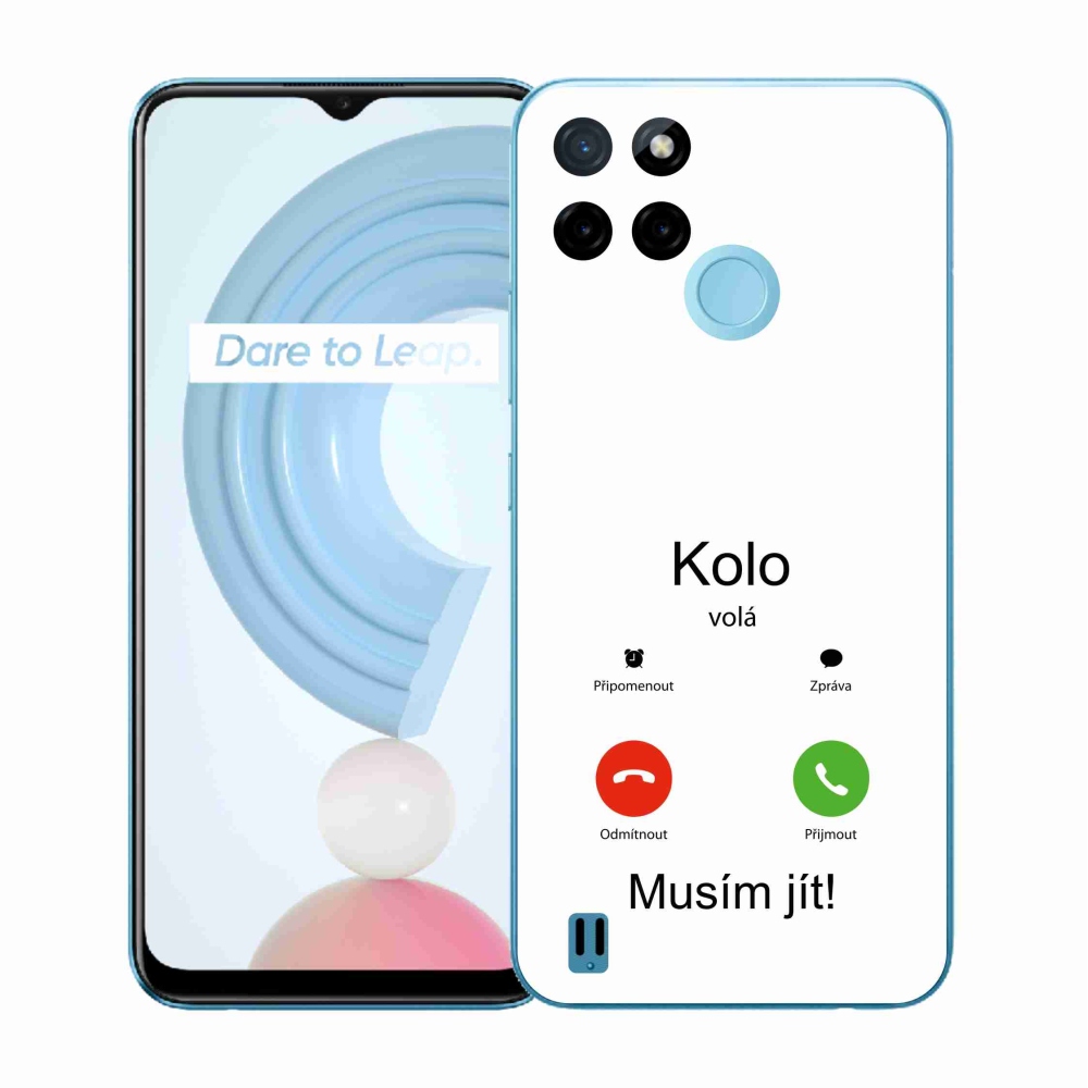 Gelový kryt mmCase na Realme C21Y/C25Y - kolo volá bílé pozadí