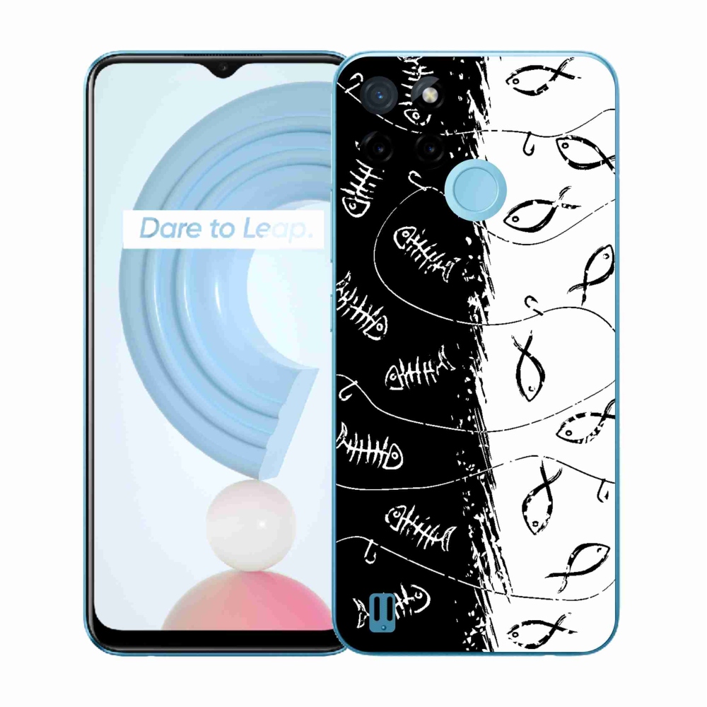 Gelový kryt mmCase na Realme C21Y/C25Y - kostry a rybky