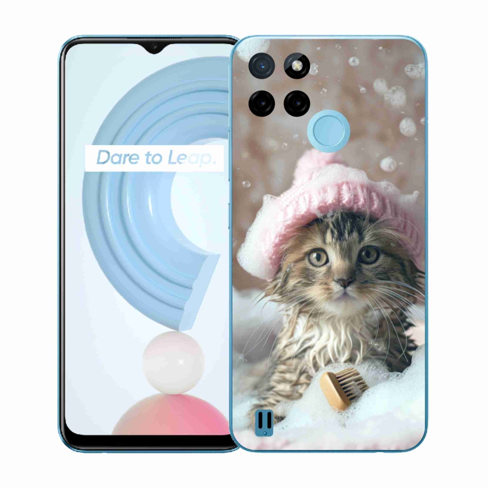 Gelový kryt mmCase na Realme C21Y/C25Y - kotě a koupel