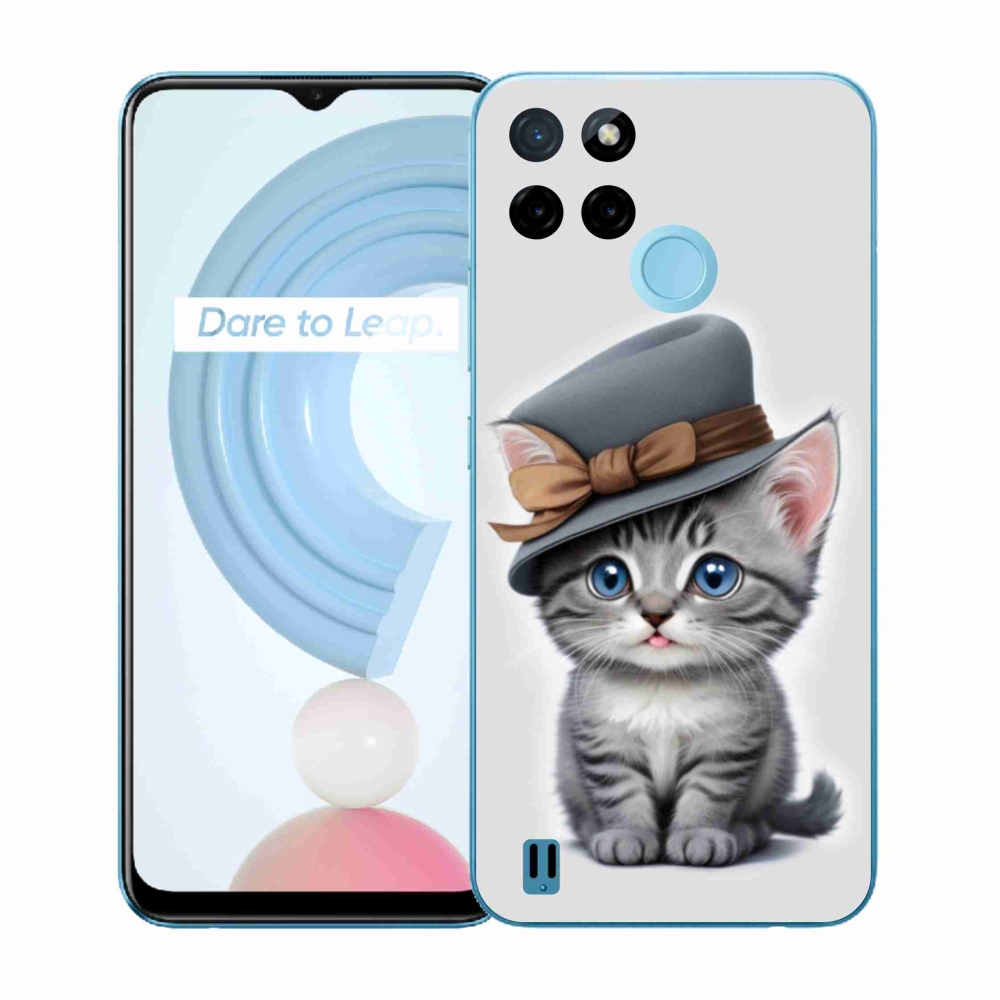 Gelový kryt mmCase na Realme C21Y/C25Y - kotě s kloboukem