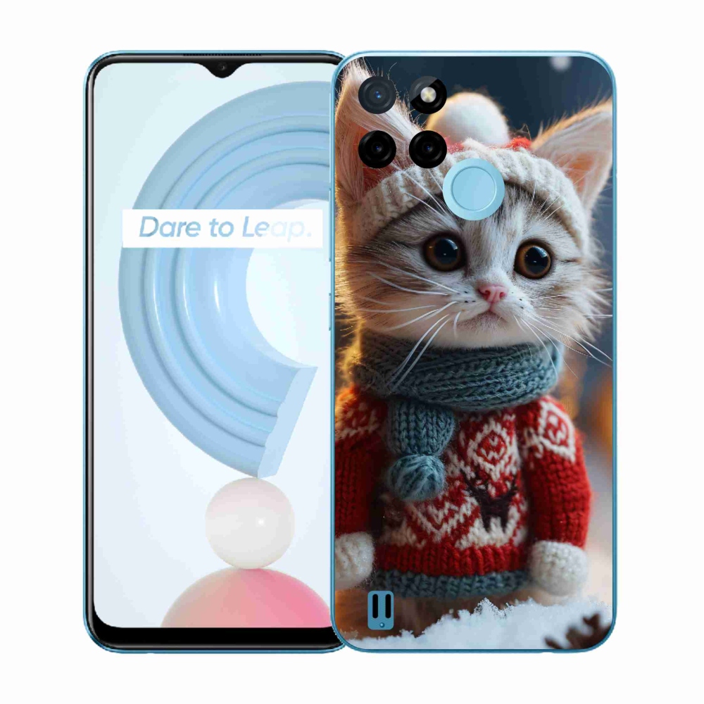 Gelový kryt mmCase na Realme C21Y/C25Y - kotě ve svetru