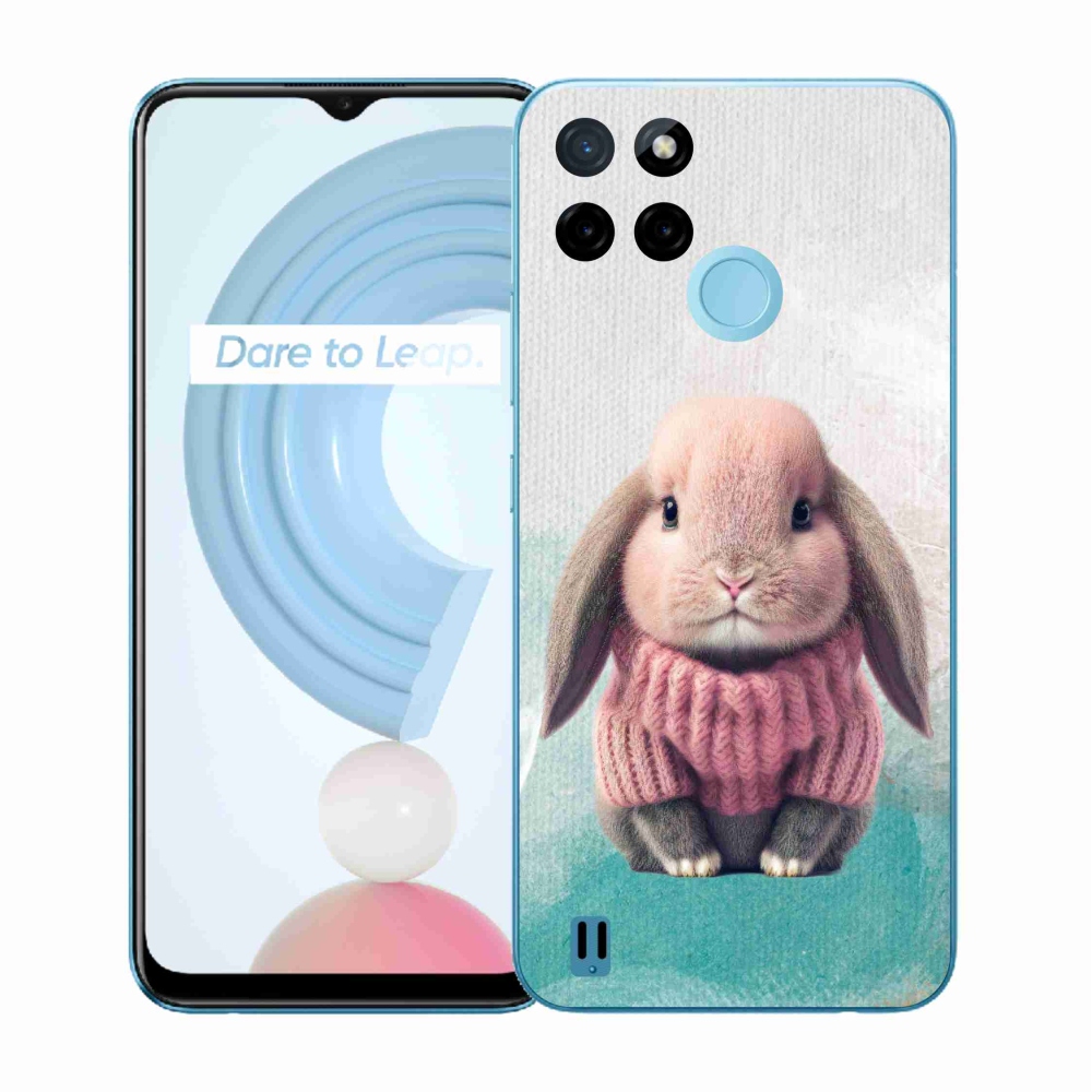 Gelový kryt mmCase na Realme C21Y/C25Y - králíček ve svetru
