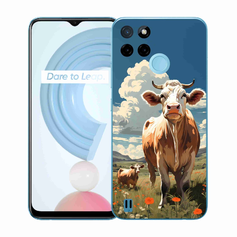 Gelový kryt mmCase na Realme C21Y/C25Y - krávy na louce