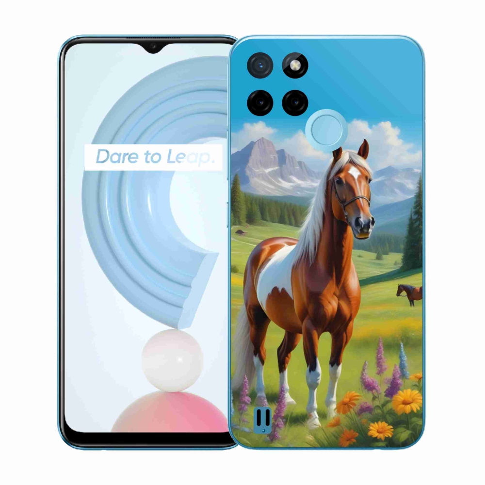 Gelový kryt mmCase na Realme C21Y/C25Y - kůň na louce