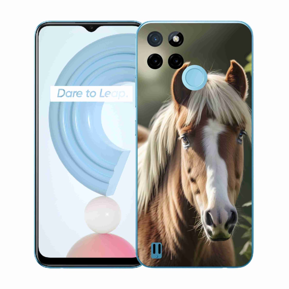Gelový kryt mmCase na Realme C21Y/C25Y - kůň se světlou hřívou