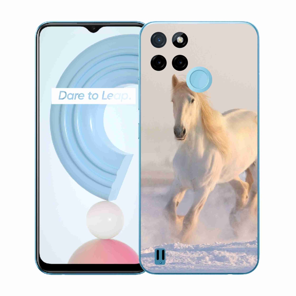 Gelový kryt mmCase na Realme C21Y/C25Y - kůň ve sněhu