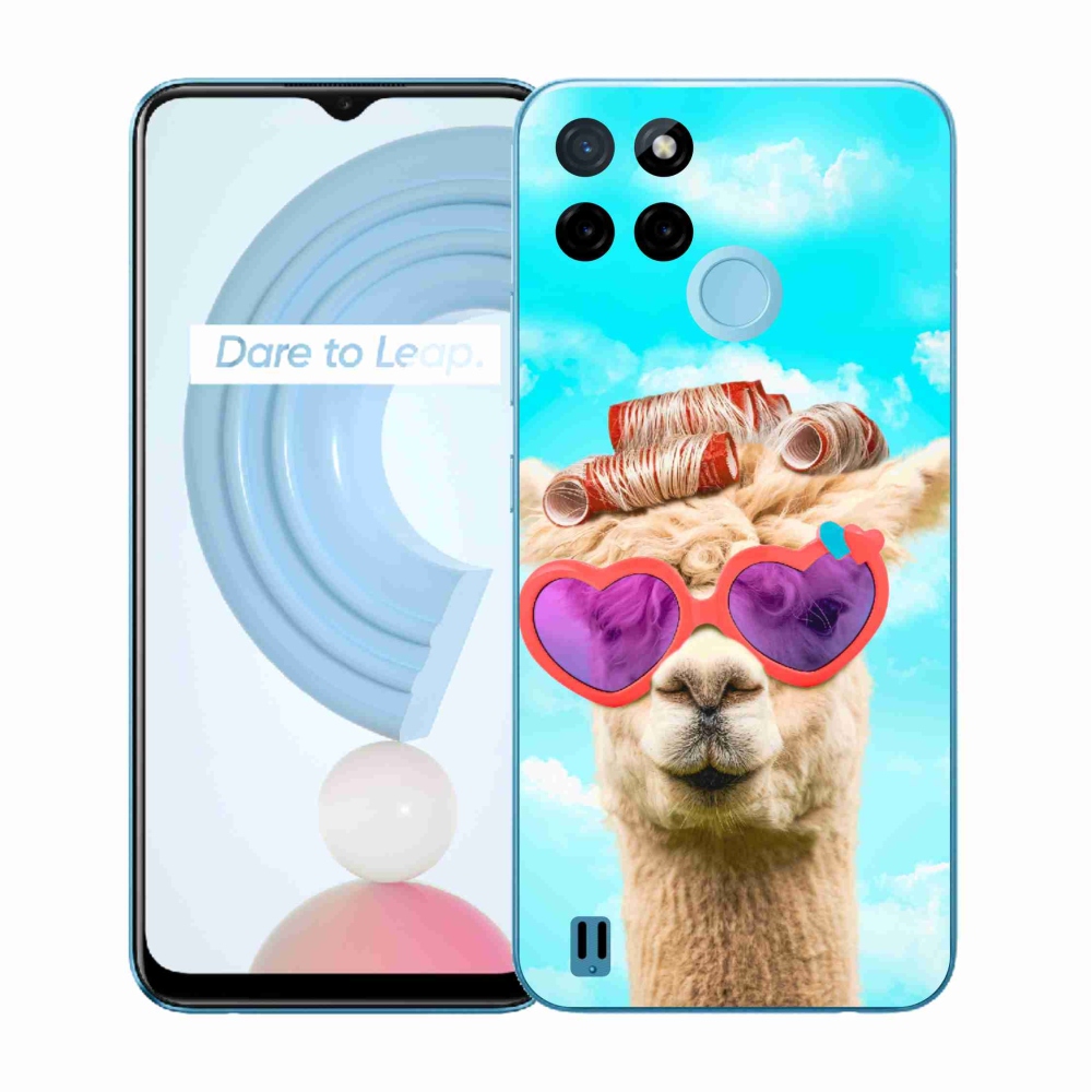 Gelový kryt mmCase na Realme C21Y/C25Y - lama s brýlemi