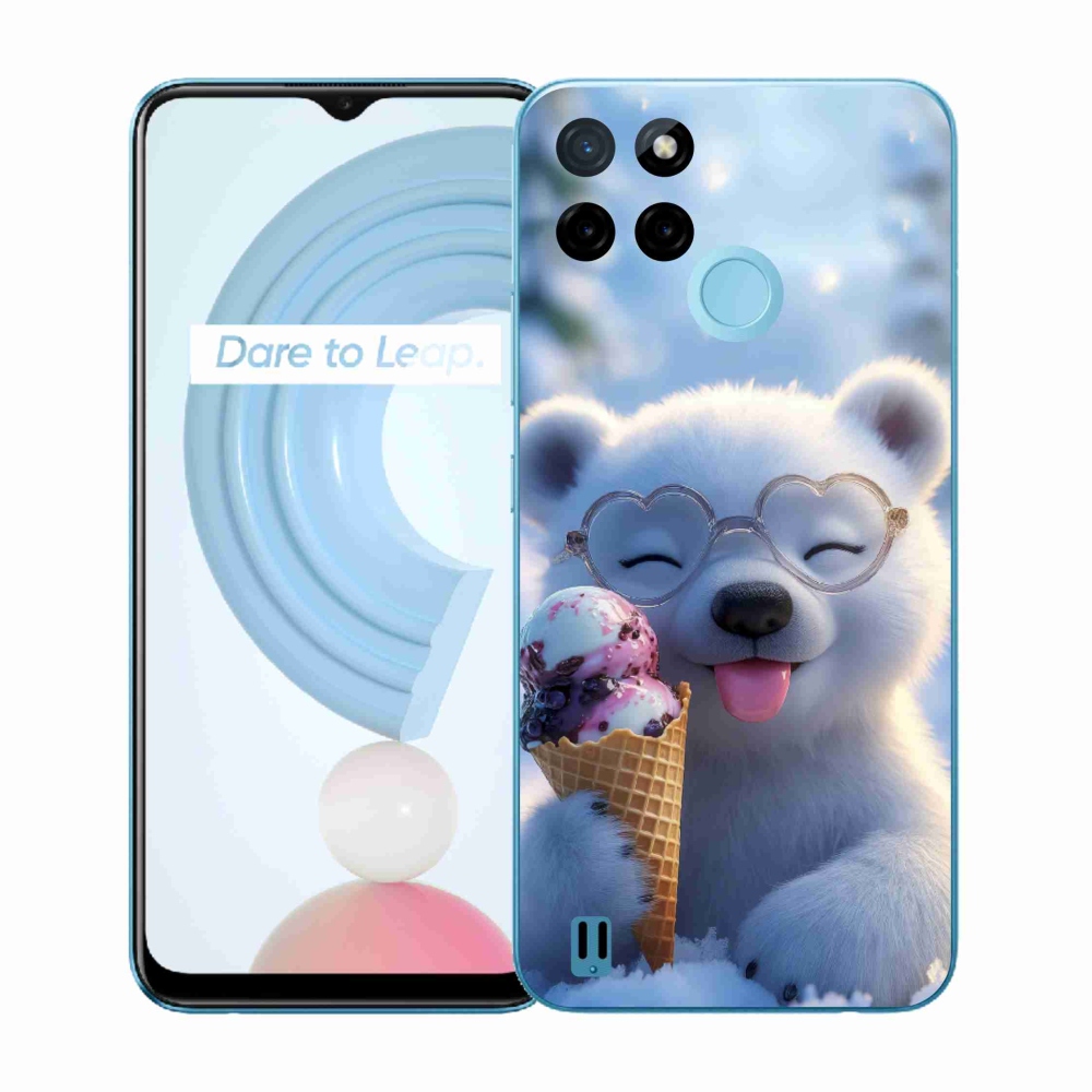 Gelový kryt mmCase na Realme C21Y/C25Y - medvídek se zmrzlinou