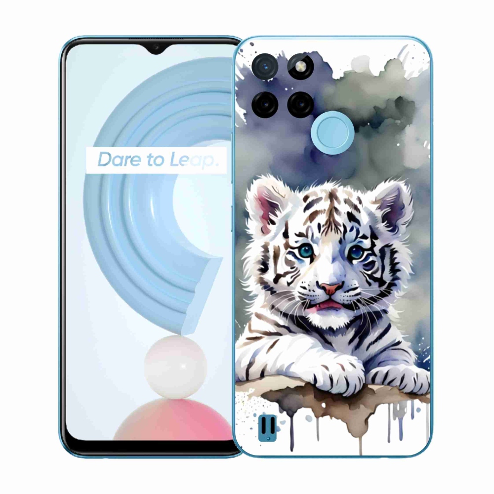 Gelový kryt mmCase na Realme C21Y/C25Y - mládě bílého tygra