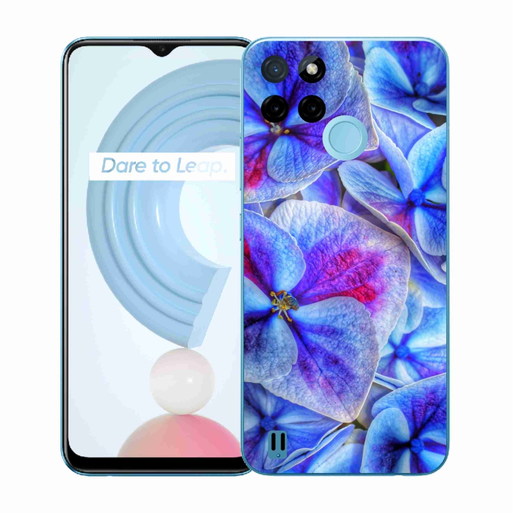 Gelový kryt mmCase na Realme C21Y/C25Y - modré květy 1