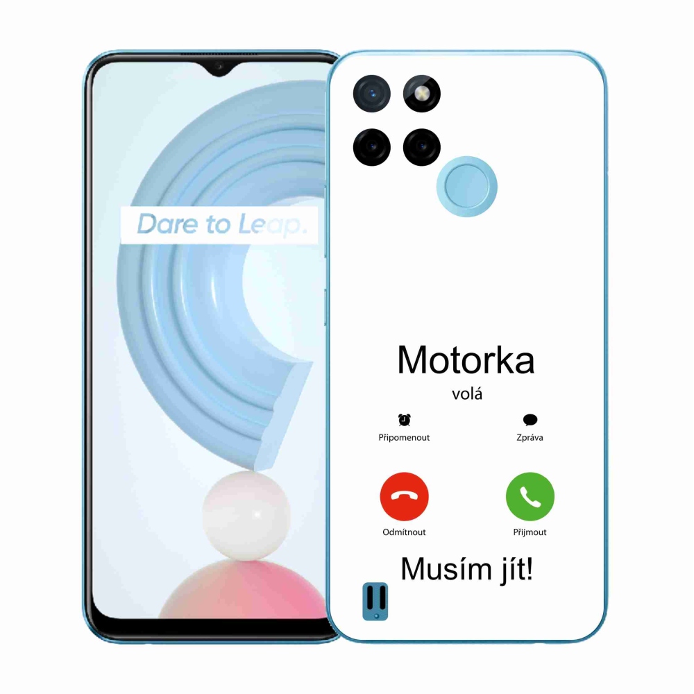 Gelový kryt mmCase na Realme C21Y/C25Y - motorka volá bílé pozadí