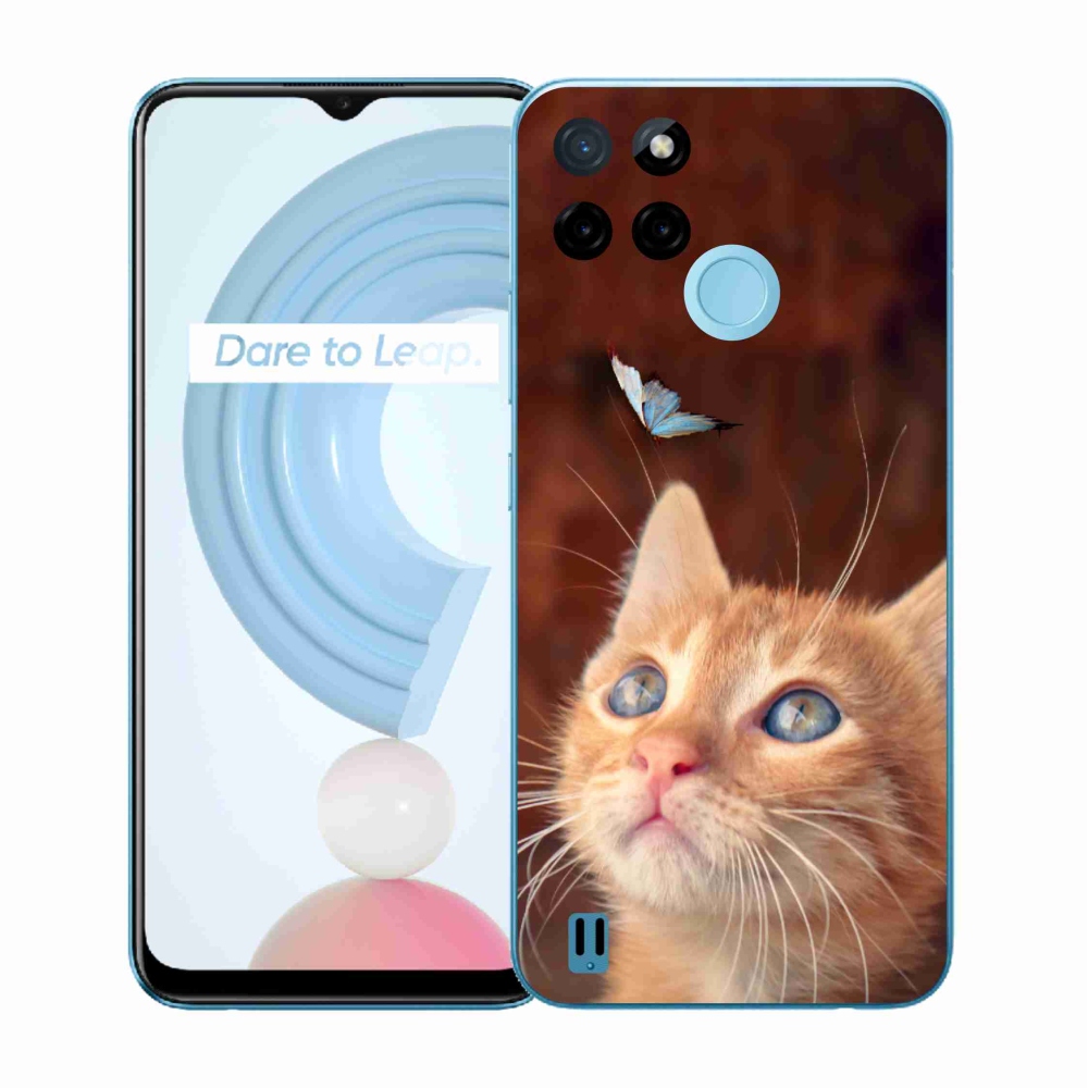 Gelový kryt mmCase na Realme C21Y/C25Y - motýl a kotě