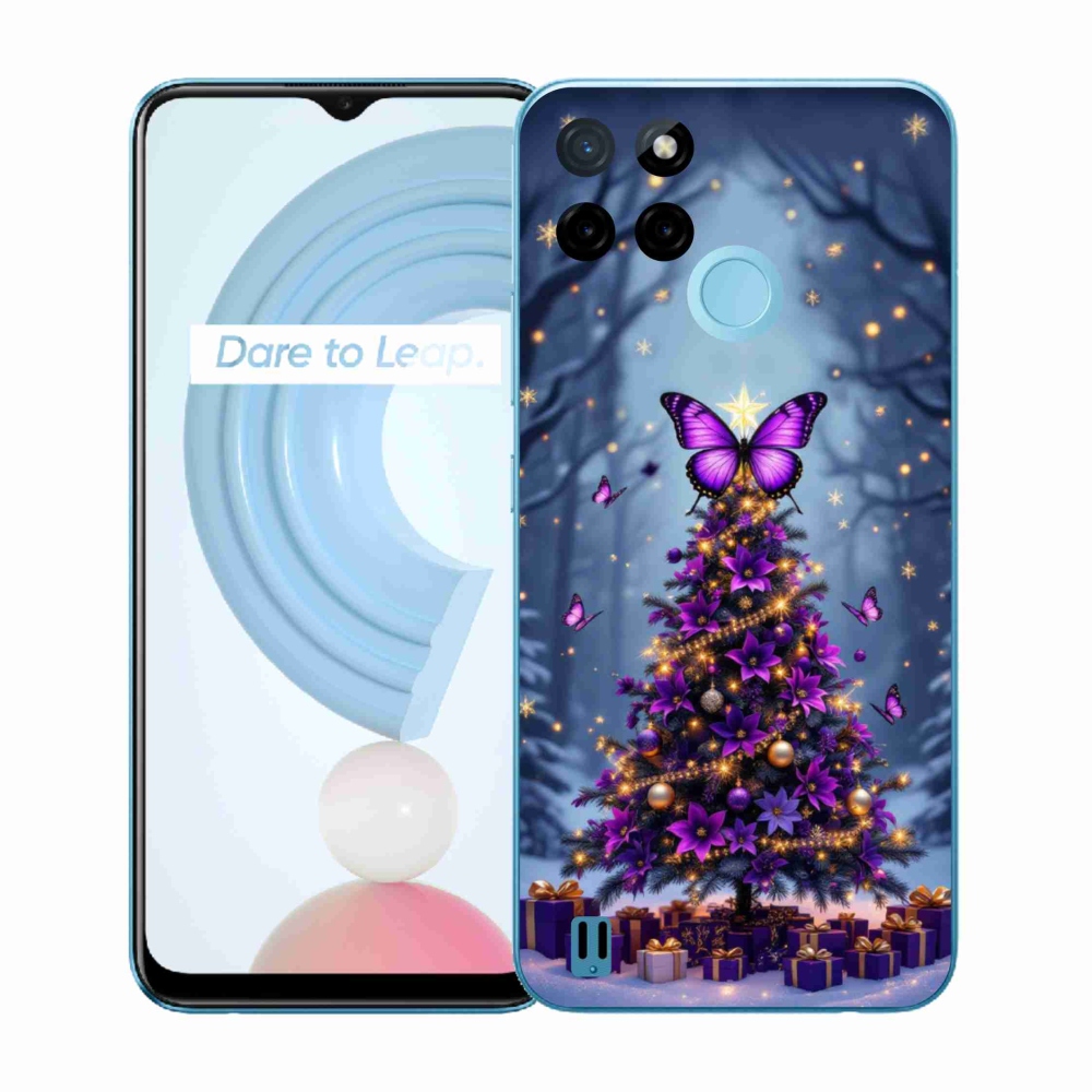 Gelový kryt mmCase na Realme C21Y/C25Y - motýlí vánoční stromek