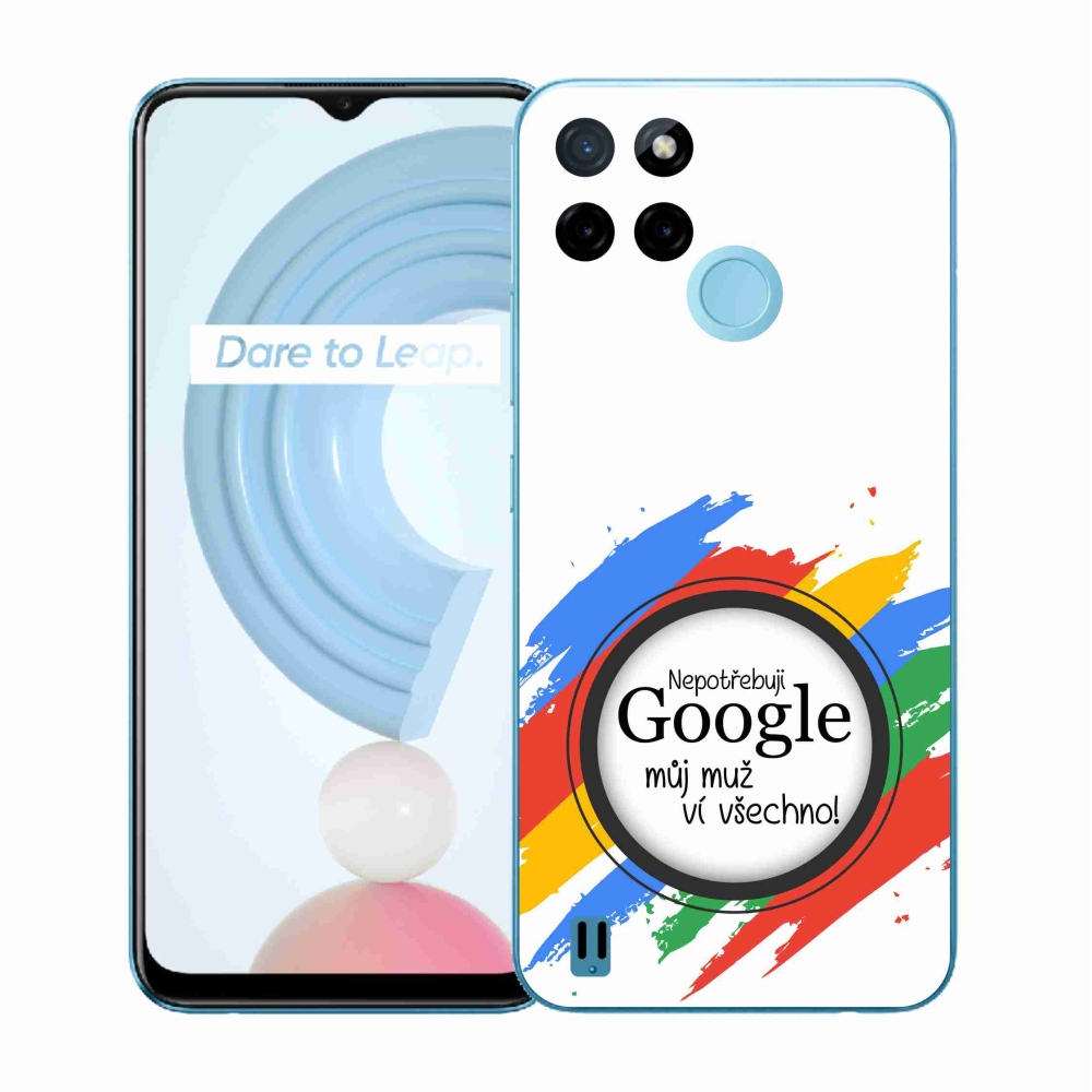 Gelový kryt mmCase na Realme C21Y/C25Y - muž ví všechno bílé pozadí